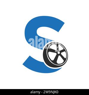 Tire Logo On Letter S, Automotive Symbol , Tire Icon Vector Template Stock Vector