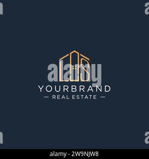 Initial letter LS logo with abstract house shape, luxury and modern real estate logo design vector graphic Stock Vector