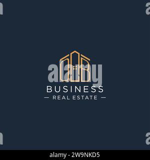 Initial letter QB logo with abstract house shape, luxury and modern real estate logo design vector graphic Stock Vector