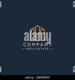 Initial letter DC logo with abstract house shape, luxury and modern real estate logo design vector graphic Stock Vector