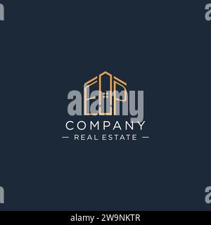 Initial letter EP logo with abstract house shape, luxury and modern real estate logo design vector graphic Stock Vector