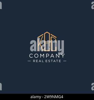 Initial KC logo with creative house icon, modern and professional real ...