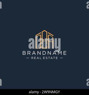 Initial letter DA logo with abstract house shape, luxury and modern real estate logo design vector graphic Stock Vector