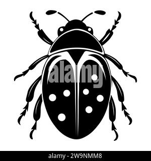 Ladybug black vector icon on white background Stock Vector