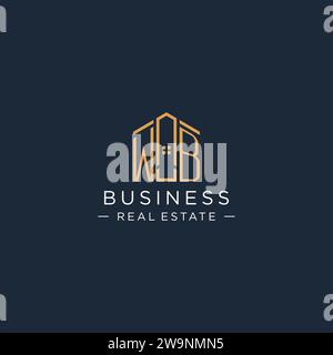 Initial letter WB logo with abstract house shape, luxury and modern real estate logo design vector graphic Stock Vector