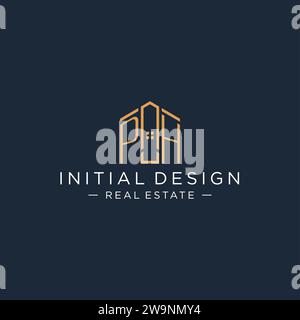 Initial letter PH logo with abstract house shape, luxury and modern real estate logo design vector graphic Stock Vector