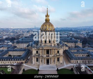 drone photo Invalides Hotel Paris France Europe Stock Photo