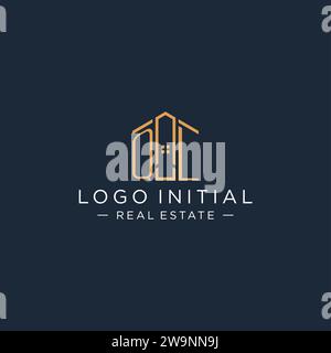 Initial letter QL logo with abstract house shape, luxury and modern real estate logo design vector graphic Stock Vector