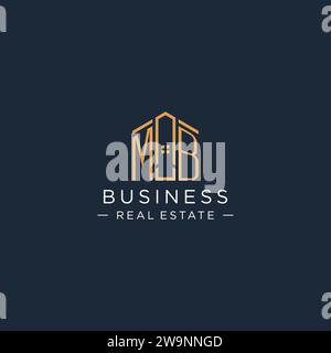 Initial letter MB logo with abstract house shape, luxury and modern real estate logo design vector graphic Stock Vector