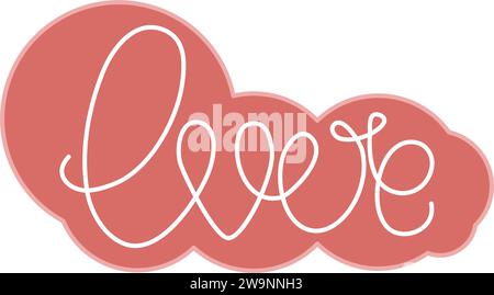 Sticker love clip art. Handwritten word love. Simple romance icon for valentine's day or wedding. Flat style, vector illustration Stock Vector