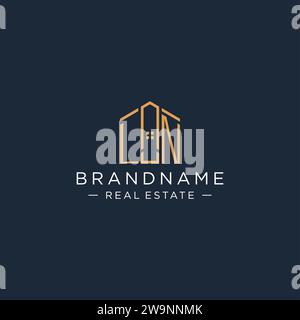 initial letter LN with simple house roof creative logo design for real ...