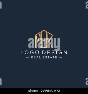 Initial letter MK logo with abstract house shape, luxury and modern real estate logo design vector graphic Stock Vector