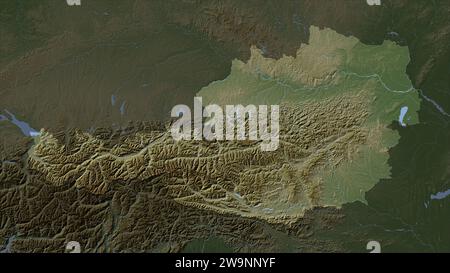 Austria highlighted on a Pale colored elevation map with lakes and ...