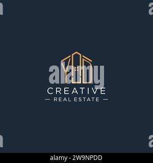 Initial letter YD logo with abstract house shape, luxury and modern real estate logo design vector graphic Stock Vector