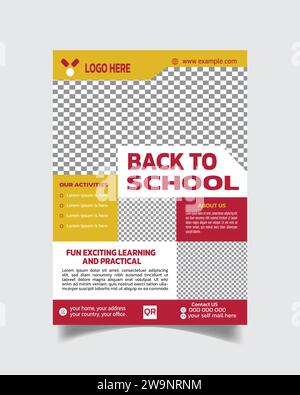 Kids Back To School Flyer and Unique Design School Poster Admission Brochure Vector File Stock Vector