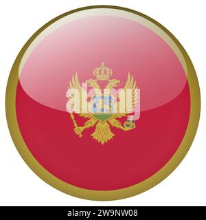 Montenegro flag button. Montenegro circle flag button isolated on white background Stock Vector