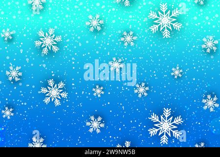 Winter background. It's snowing! It's Falling snowflakes on dark blue background. Vector illustration. Stock Vector
