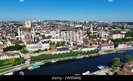 drone photo Auxerre France Europe Stock Photo