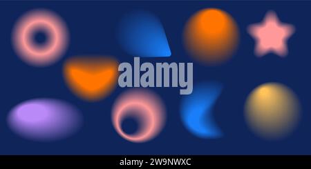 Y2k gradient blurred elements. Abstract shapes and retro stickers with  aura. Flower, heart and star aestethic figures. Vector groovy trendy set  Stock Vector Image & Art - Alamy