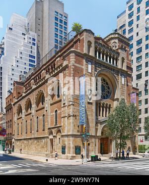 Christ Church, built in 1949 at 524 Park Avenue, is a mix of Romanesque and Byzantine Revival styles in brick and stone, designed by Ralph Adams Cram. Stock Photo