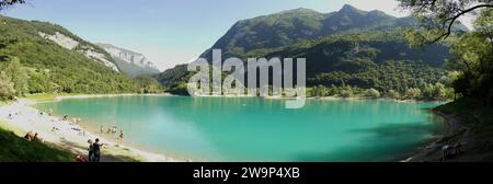 Overview of Lake Tenno. 14 August 2023 Tenno, Trentino Alto Adige, Italy Stock Photo