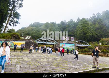 Alishan, Taiwan - October 08 2023 :Natural Hiking Area of Alishan National Forest in Taiwan Stock Photo