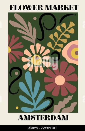Abstract Flower Market Amsterdam poster vector art Stock Vector Image ...