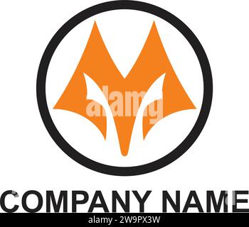 Fox head logo initial M icon Stock Vector