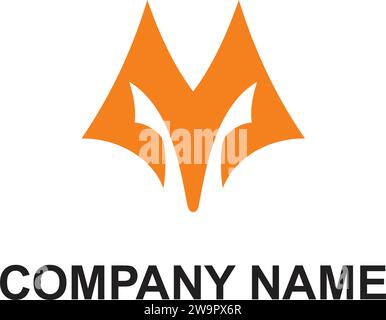 Fox head logo initial M icon Stock Vector