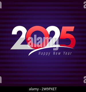 Creative number logo 2025. Business cover design. Financial year symbol. Happy New Year congrats. Planner or calendar cover. Blue background. Web icon Stock Vector