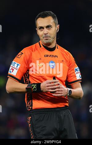 Naples, Italy. 29th Dec, 2023. Referee Marco Di Bello during the Serie A football match between SSC Napoli and AC Monza at Diego Armando Maradona stadium in Naples (Italy), December 29th, 2023. Credit: Insidefoto di andrea staccioli/Alamy Live News Stock Photo