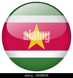 Suriname flag button. Suriname circle flag button isolated on white background Stock Vector