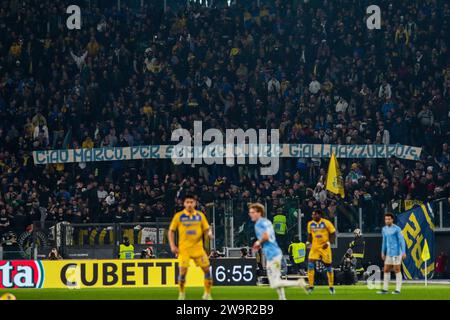 Rome, Italy. 29th Dec, 2023. Frosinone fans during SS Lazio vs Frosinone Calcio, Italian soccer Serie A match in Rome, Italy, December 29 2023 Credit: Independent Photo Agency/Alamy Live News Stock Photo