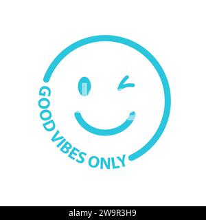 Emotional emoticon icon good vibes only, from blue icon set. Stock Vector