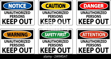 Caution Sign Unauthorized Persons Keep Out Stock Vector