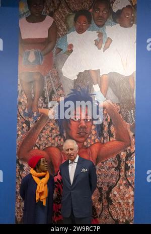 File photo dated 09/03/22 of King Charles III with artist Sonia Boyce who has been made a Dame Commander of the Order of the British Empire in the New Year Honours list, for services to art. Issue date: Friday December 29, 2023. Stock Photo