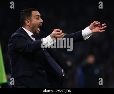Naples, Italy. 29th Dec, 2023. Monza's head coach Raffaele Palladino gestures during the Italian Serie A football match between Napoli and Monza in Naples, Italy, Dec. 29, 2023. Credit: Alberto Lingria/Xinhua/Alamy Live News Stock Photo