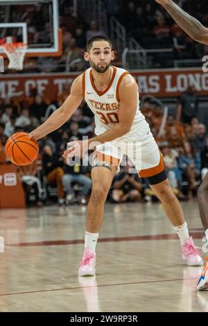 Texas, USA. 29th Dec, 2023. Brock Cunningham #30 of the Texas Longhorns in action vs the Houston Christian Huskies at the Moody Center in Austin Texas. Texas defeats UNC 72-37. (Credit Image: © Robert Backman/Cal Sport Media). Credit: csm/Alamy Live News Stock Photo