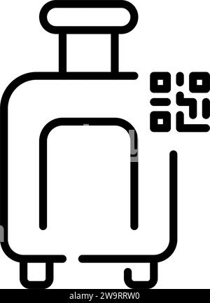Luggage and qr code. Automated baggage tracking. Pixel perfect, editable stroke Stock Vector