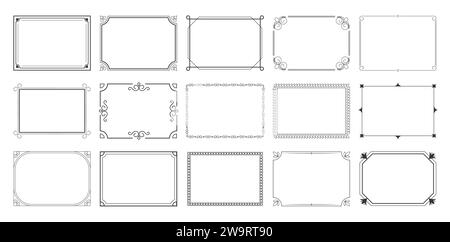 Rectangular calligraphic frames set 346 Stock Vector