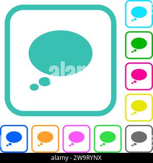 Single oval thought bubble solid vivid colored flat icons in curved borders on white background Stock Vector