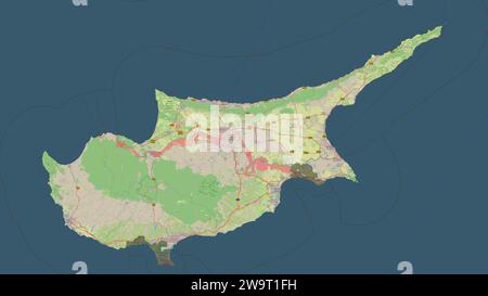 Rst Distance Cyprus Cyprus highlighted on a topographic, OSM standard style map map with ...