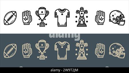 Vector American football icon set line art illustration Stock Vector ...