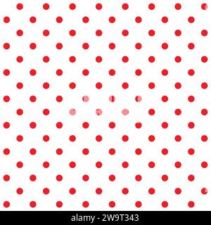 Polka dot pattern, red round dots on white background - dotted seamless repeatable texture background Stock Vector