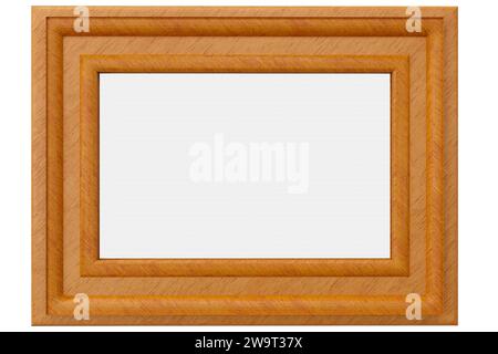 Wooden frame with central empty space for possible insertion of images or text. 3D illustration Stock Photo