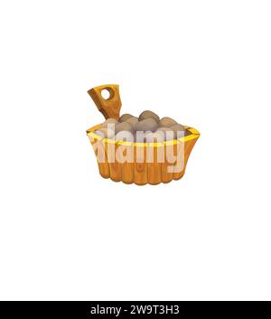 cartoon scene with wooden bucket on white background - illustration for children Stock Photo