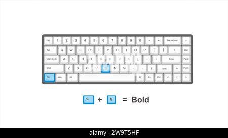 vector control ctrl B - keyboard shortcuts - windows with keyboard white and blue illustration and transparent background isolated Hotk Stock Vector