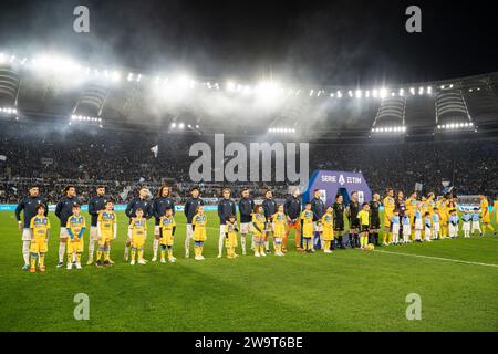 Roma, Rome, Italy. 29th Dec, 2023. STARTING TEAMS between S.S. Lazio VS Frosinone Calcio on 29 december 2023 at the Olympic Stadium, Rome (Credit Image: © Stefano D'Offizi/ZUMA Press Wire) EDITORIAL USAGE ONLY! Not for Commercial USAGE! Credit: ZUMA Press, Inc./Alamy Live News Stock Photo