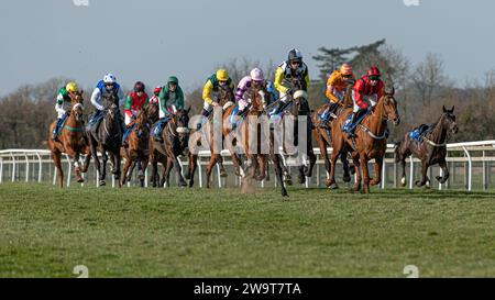 Photos of Petrossian, ridden by Harry Cobden and trained by Paul Nicholls, running over hurdles at Wincanton, March 21st 2022 Stock Photo