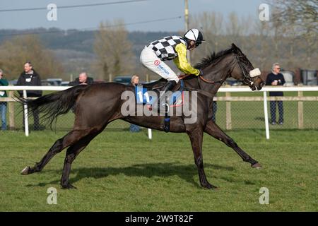 Photos of Petrossian, ridden by Harry Cobden and trained by Paul Nicholls, running over hurdles at Wincanton, March 21st 2022 Stock Photo